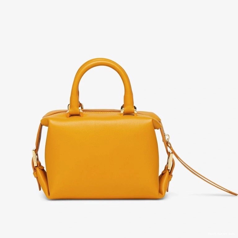 Affordable Mini Fendi Cube Yellow FF Leather Nappa Bag In 0811